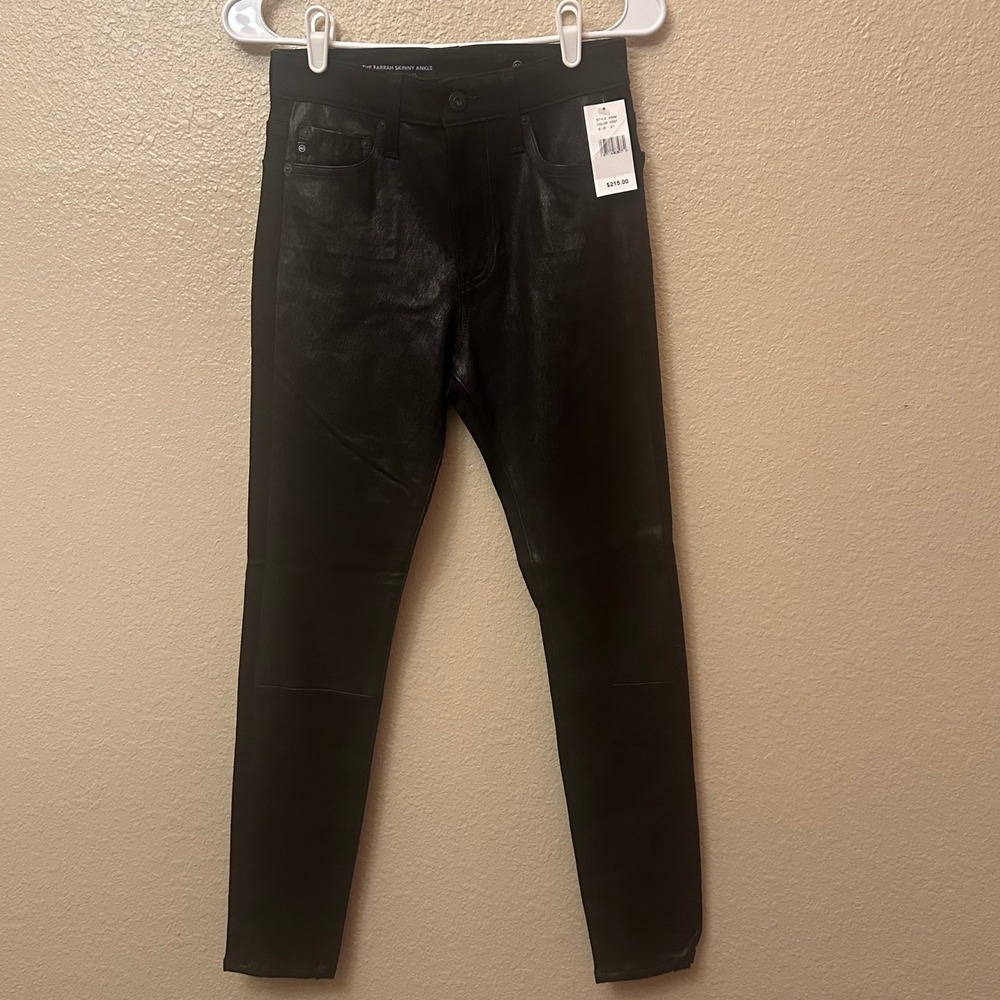 AG‎ Adriano Goldschmied Jeans Womens 27 Black Farrah Skinny Ankle Coated USA New